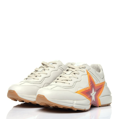 Gucci Calfskin Interlocking G Star Mens Rhyton Sneakers 9 Mystic White 3 of 10