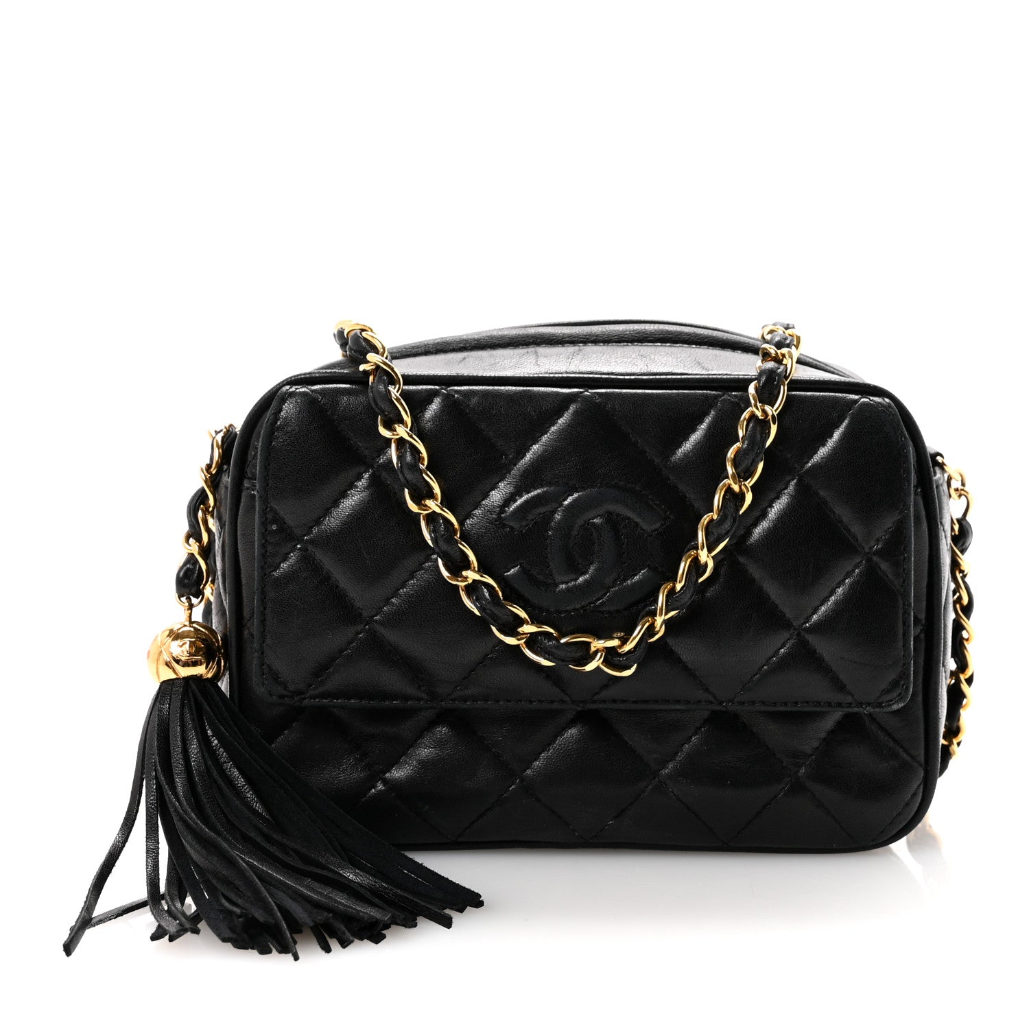 Chanel Lambskin Quilted Tassel Camera Case Black Black 1 of 12