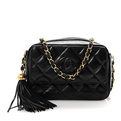 Chanel Lambskin Quilted Tassel Camera Case Black Black 1 of 12