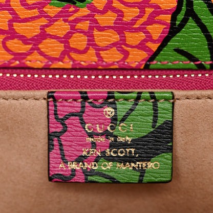 Gucci X KEN SCOTT New Shangai Calfskin Pomponica Print Horsebit 1955 Shoulder Bag Multicolor Fuxia Pompon 6 of 10