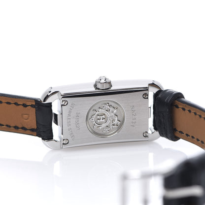 Hermes Stainless Steel Alligator Diamond 17mm Nantucket Jete De Diamants Quartz Watch Noir 4 of 9