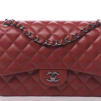 Chanel Lambskin Quilted Jumbo Double Flap Red 10 of 12