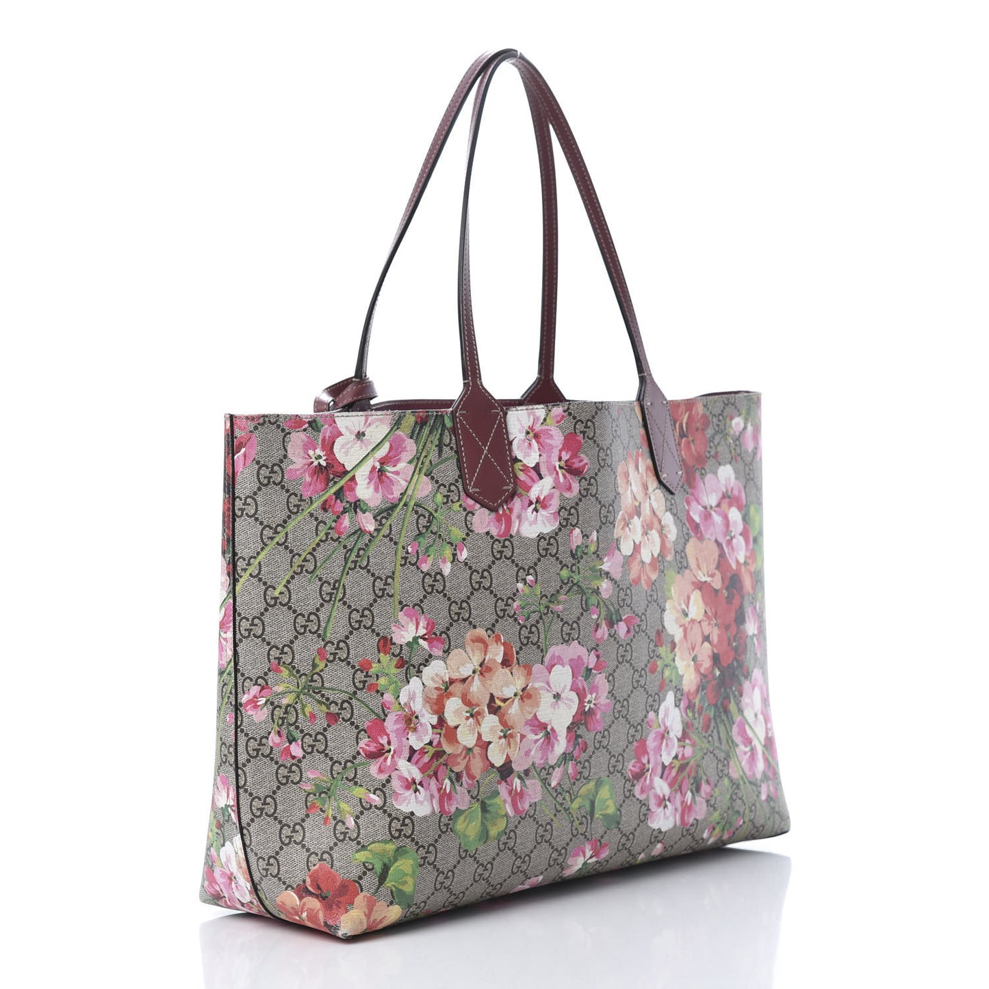 GG Supreme Monogram Blooms Medium Reversible Tote Beige Multicolor Dry Rose