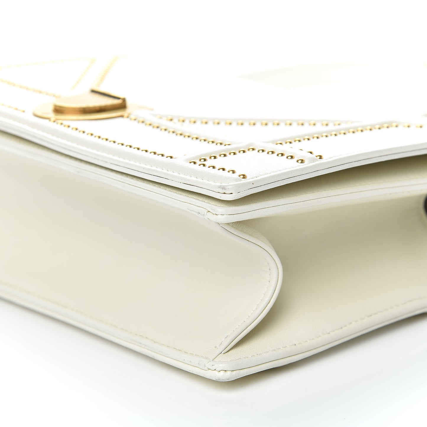 Lambskin Studded Medium Diorama Flap Bag Latte