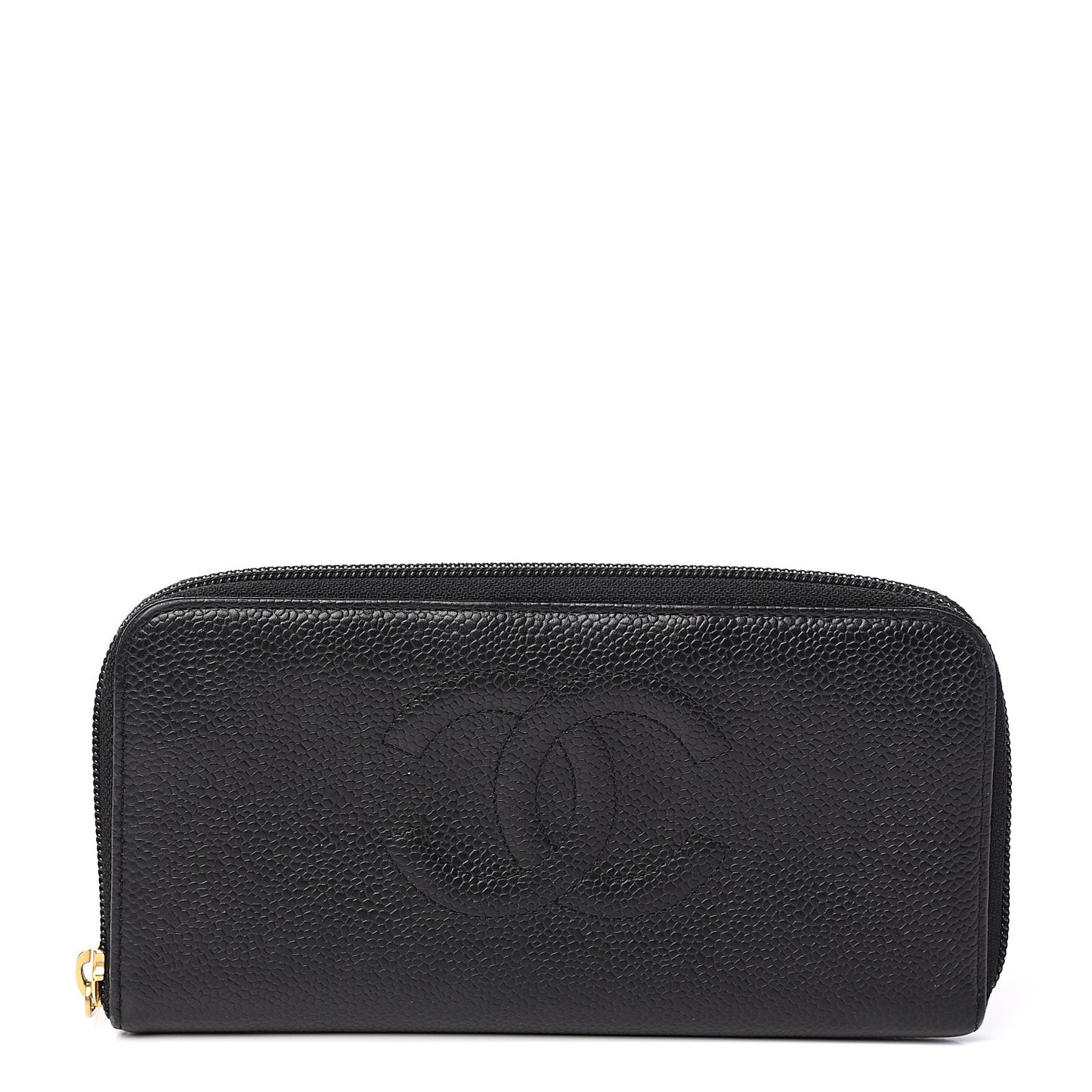 Caviar Timeless CC Large Gusset Zip Around Wallet Black