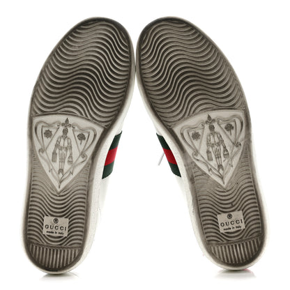 Gucci Calfskin Ayers Bee Embroidered Womens Ace Sneakers 36 White Green 6 of 10