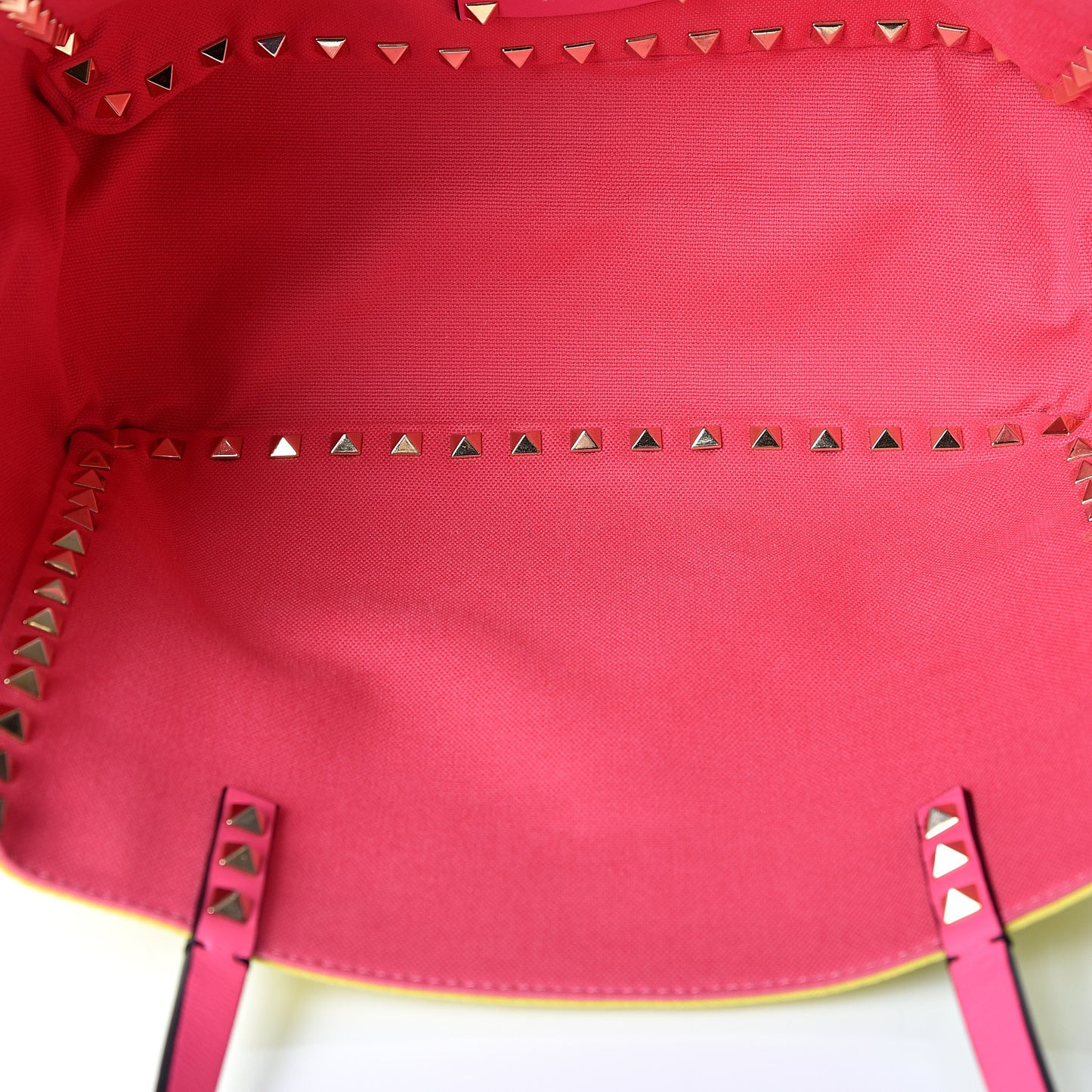 Canvas Small Rockstud Reversible Tote Pink Yellow