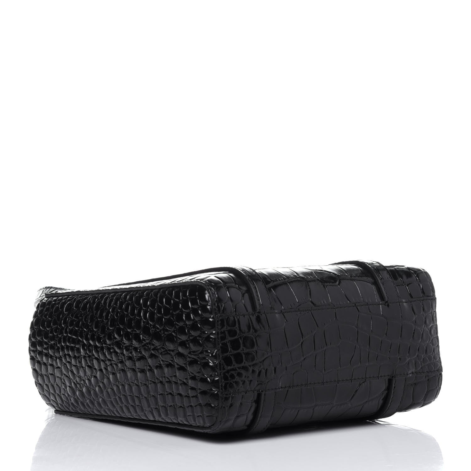 Balenciaga Shiny Calfskin Logo Crocodile Embossed XXS Everyday Tote Black 5 of 10