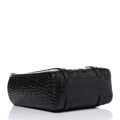 Balenciaga Shiny Calfskin Logo Crocodile Embossed XXS Everyday Tote Black 5 of 10