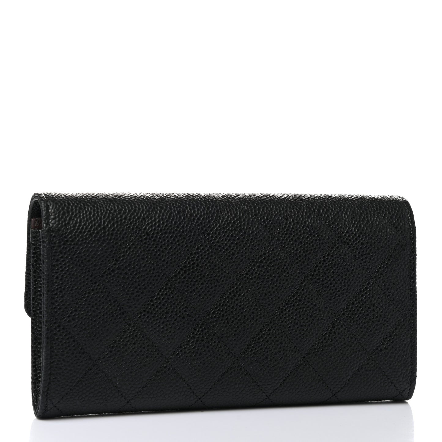 Caviar Quilted Large Gusset Flap Wallet Black