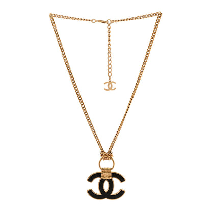 Chanel Metal Resin CC Pendant Necklace Gold 3 of 6