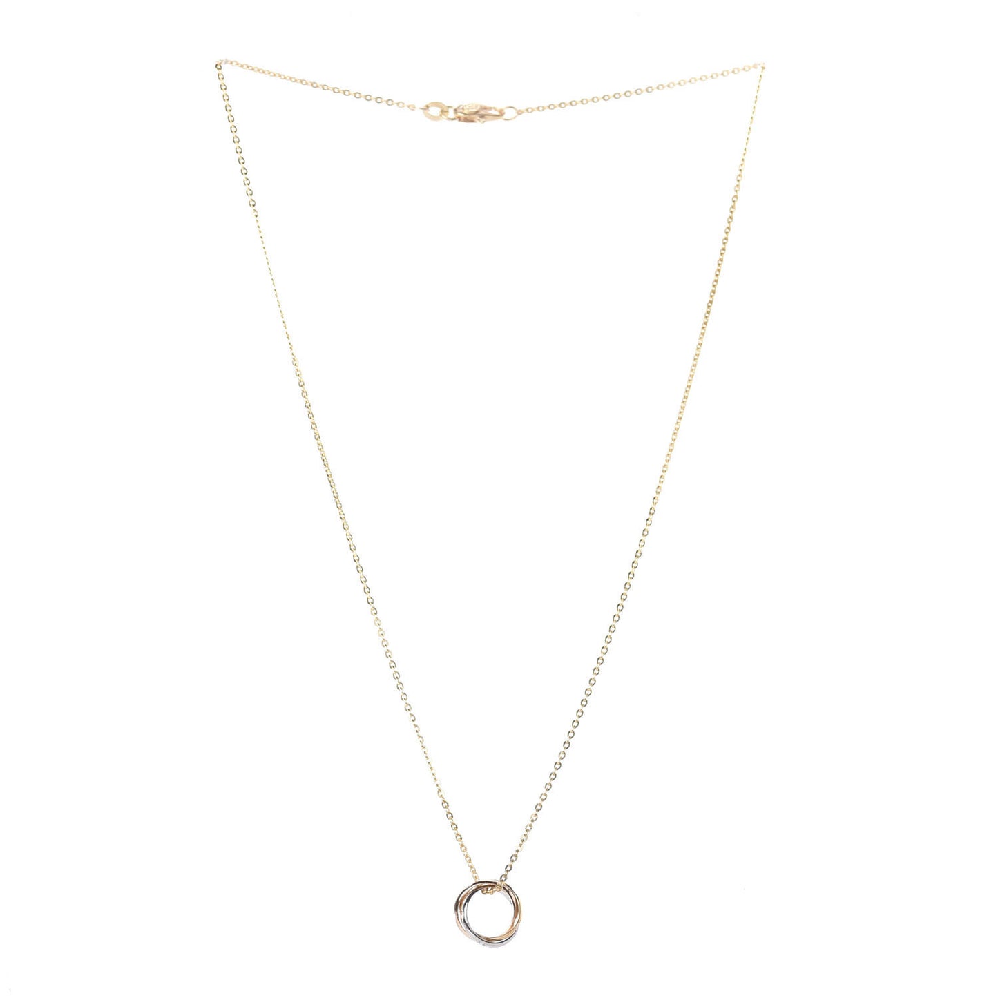 18K Pink Yellow White Gold 15 Diamond Trinity Pendant Necklace