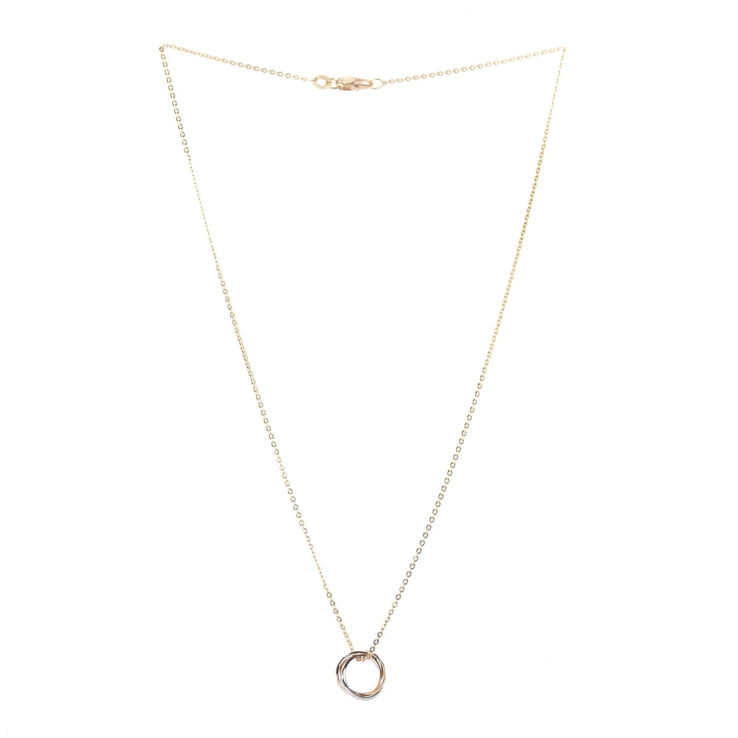 Cartier 18K Pink Yellow White Gold 15 Diamond Trinity Pendant Necklace 3 of 4