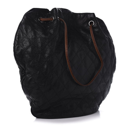 Chanel Crumpled Grained Calfskin Drawstring Tote Black 3 of 14