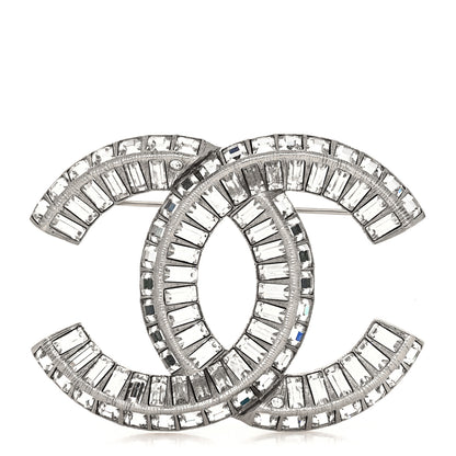 Chanel Baguette Crystal CC Brooch Silver 1 of 4