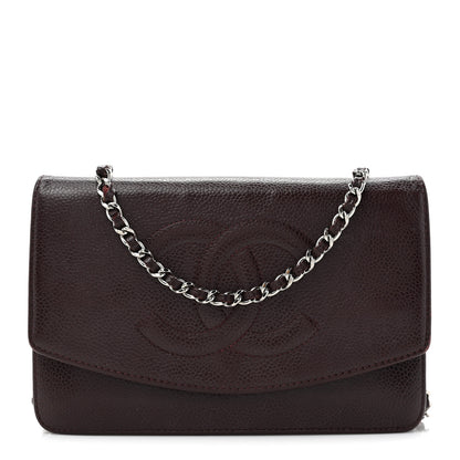 Chanel Caviar Timeless CC Wallet On Chain WOC Dark Brown 1 of 17