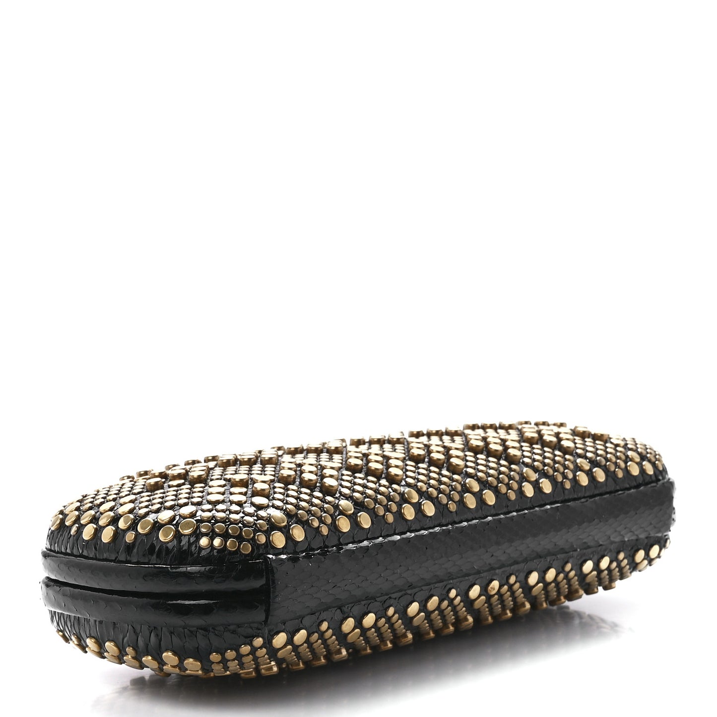 Snakeskin Studded Knot Clutch Black