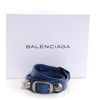 Balenciaga Agneau Giant 12 Silver Hardware Triple Tour Bracelet Small Bleu Cobalt 4 of 8