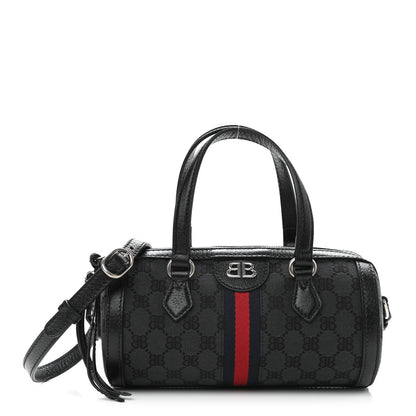 Gucci X BALENCIAGA BB Monogram Web Small Ophidia Boston Bag Black 1 of 8