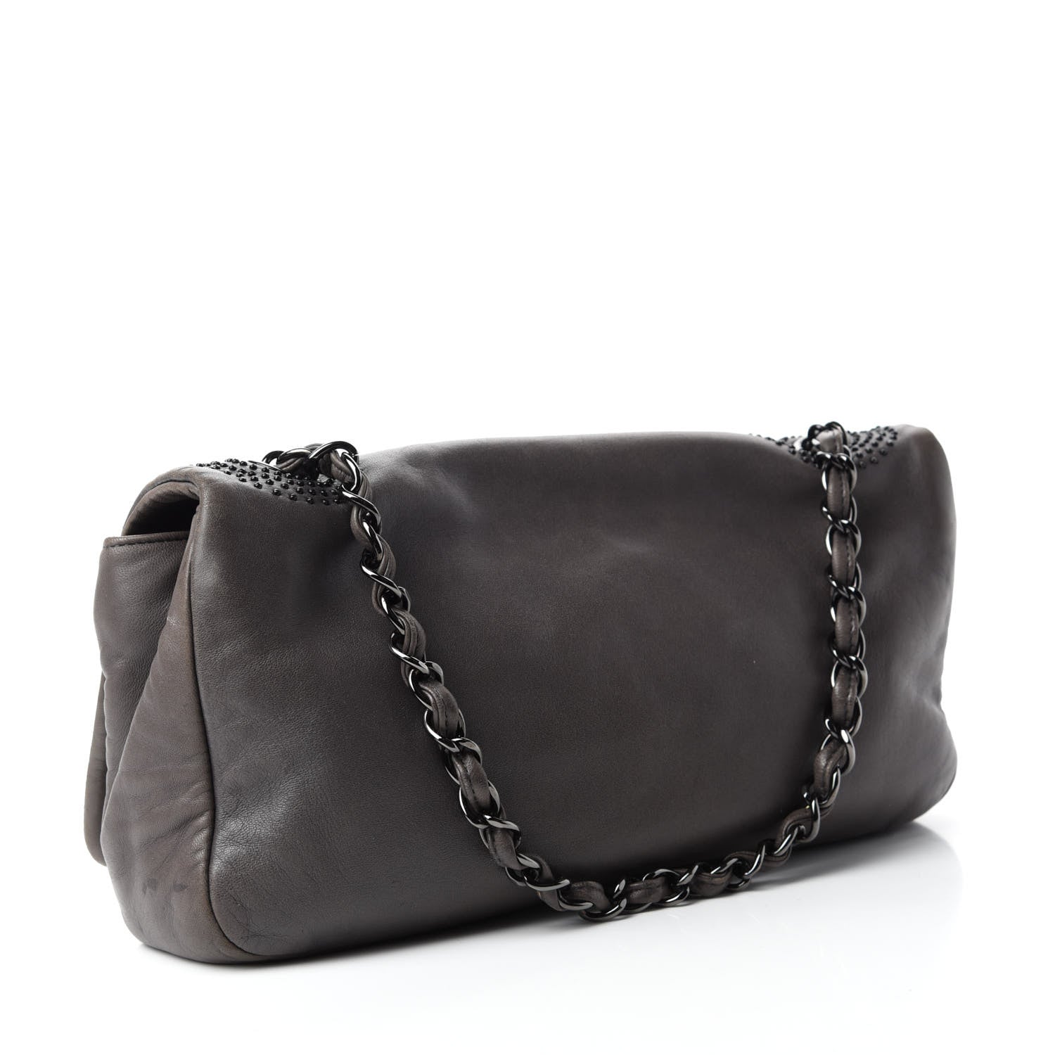 Chanel Lambskin Studded CC East West Flap Grey 3 of 12