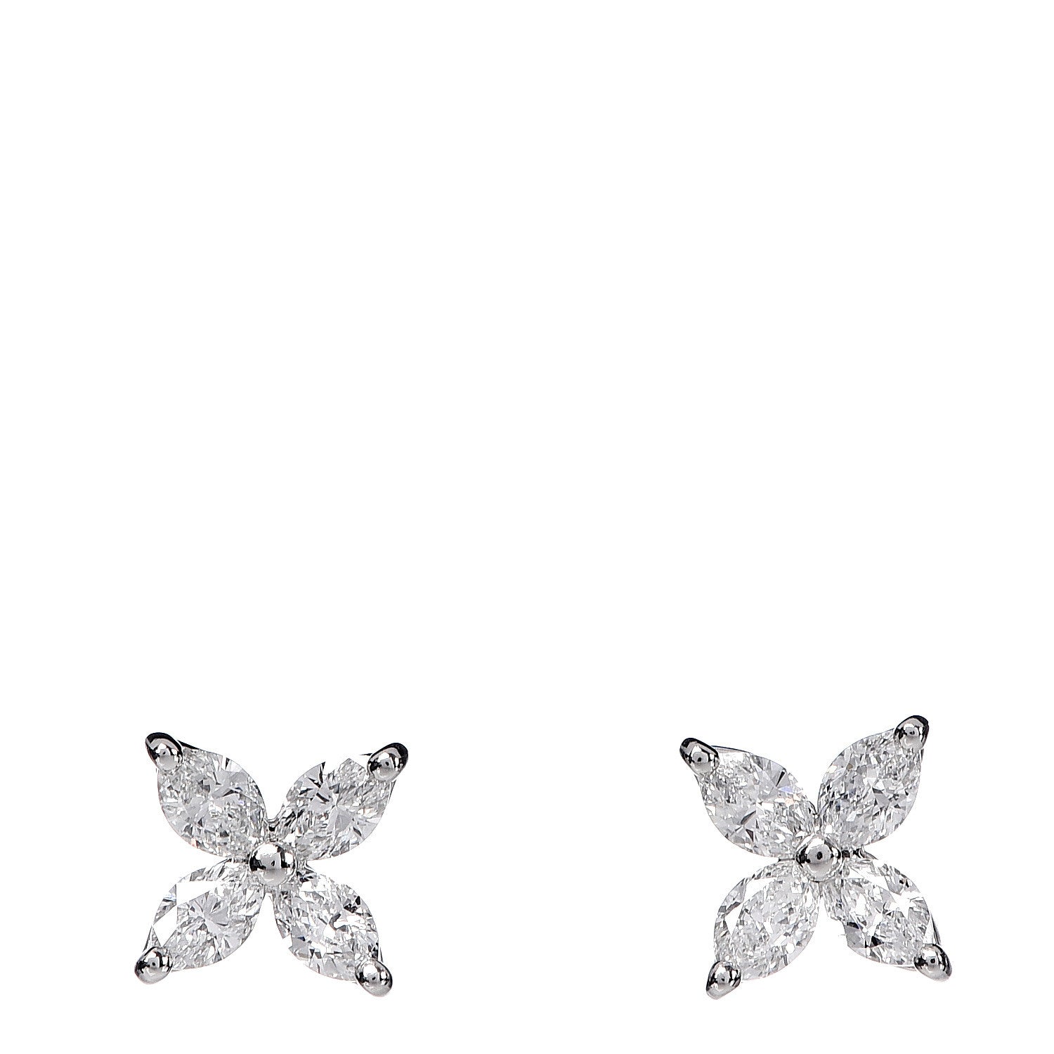 Tiffany Platinum Diamond .64ct Small Victoria Earrings 1 of 5