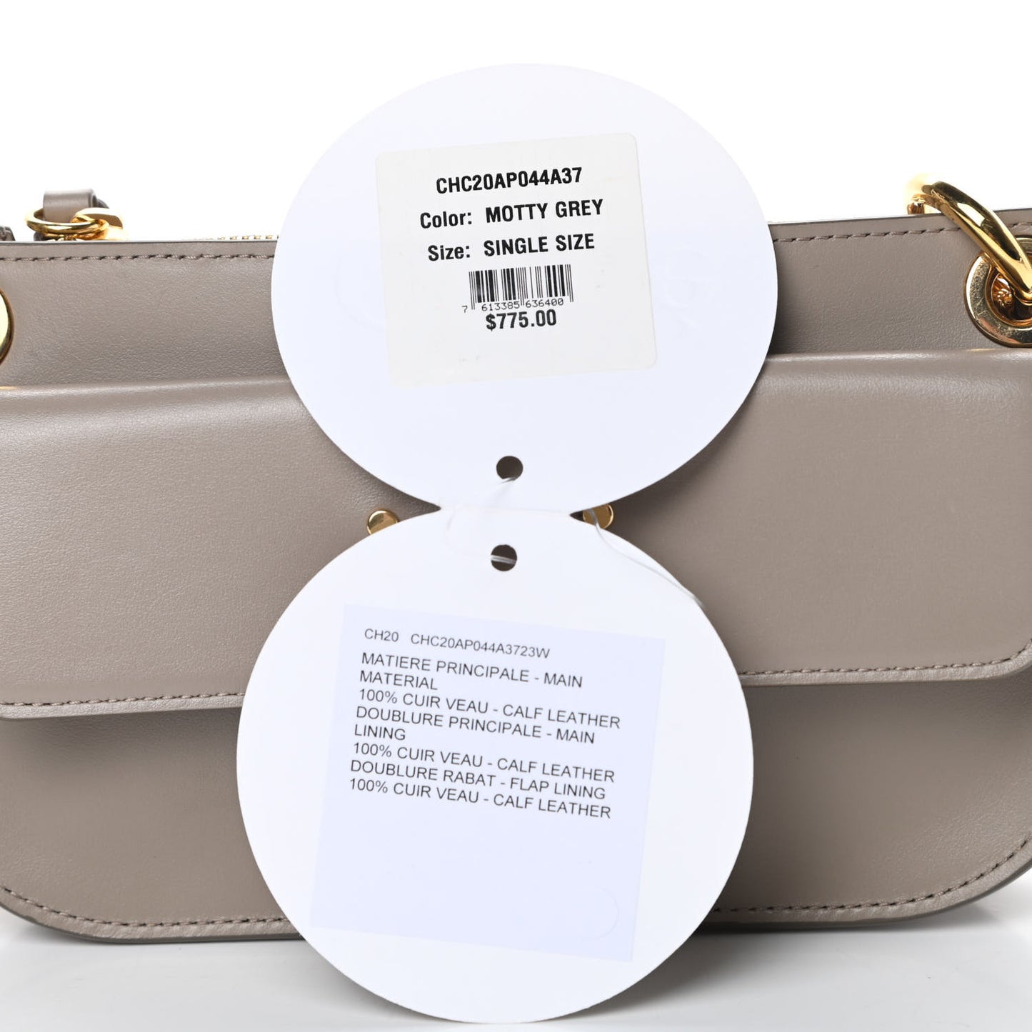 Calfskin Tess Mini Crossbody Bag Motty Grey