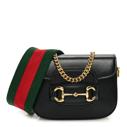 Gucci Azalea Calfskin Web Horsebit 1955 Wallet On Strap Black 1 of 11