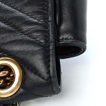 Gucci Calfskin Matelasse Small GG Marmont Shoulder Bag Black 9 of 12