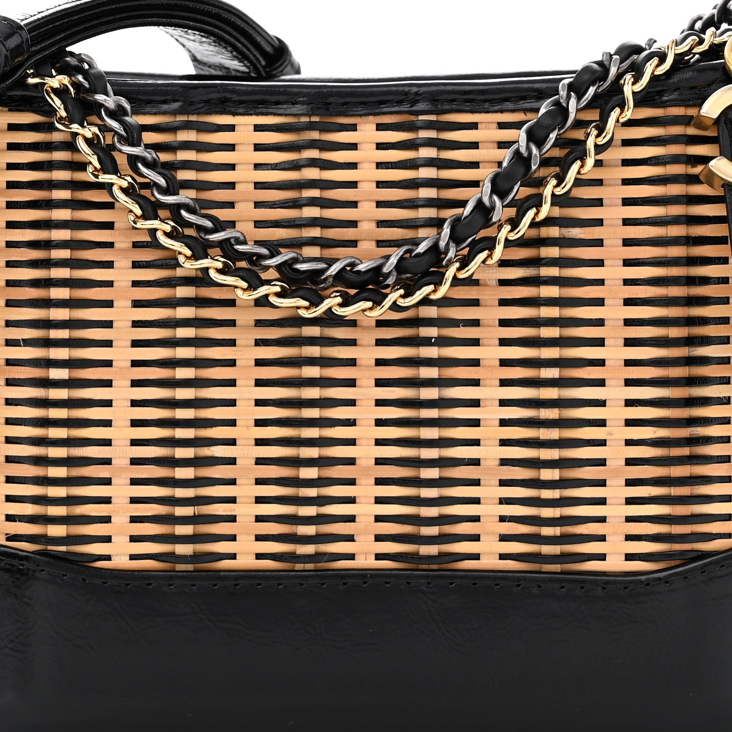 Chanel Rattan Calfskin Small Gabrielle Hobo Beige Black 8 of 11