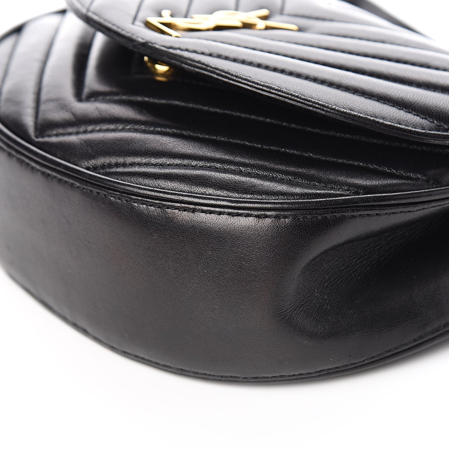 Saint Laurent Lambskin Matelasse Chevron Monogram Bubble Chain Crossbody Black 9 of 10