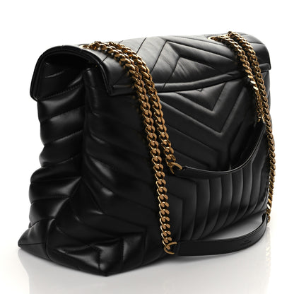 Saint Laurent Calfskin Y Quilted Monogram Large Loulou Chain Satchel Black 2 of 9
