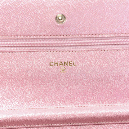 Chanel Iridescent Caviar Quilted Wallet on Chain WOC Rose Pink 6 of 12