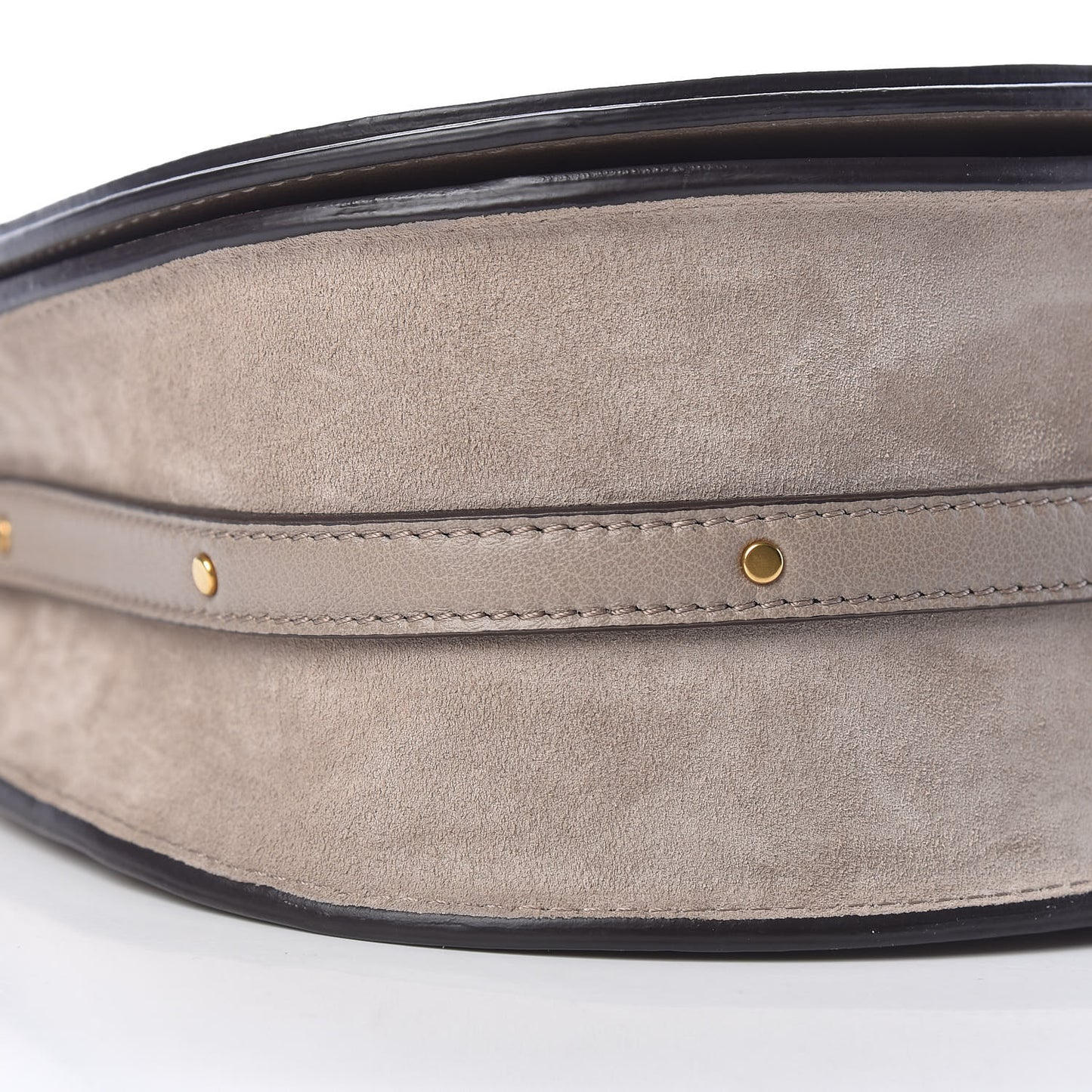 Calfskin Suede Medium Nile Bracelet Bag Motty Grey