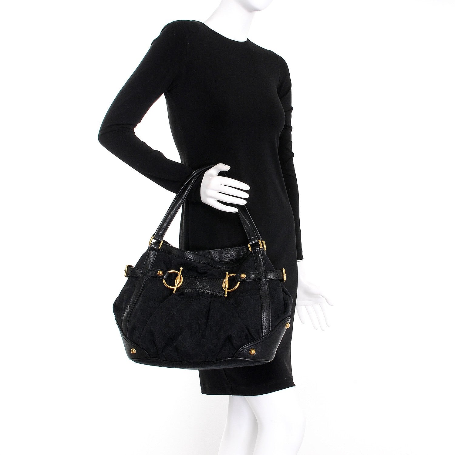 Gucci Monogram Medium Jockey Tote Black 2 of 8