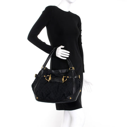 Gucci Monogram Medium Jockey Tote Black 2 of 8