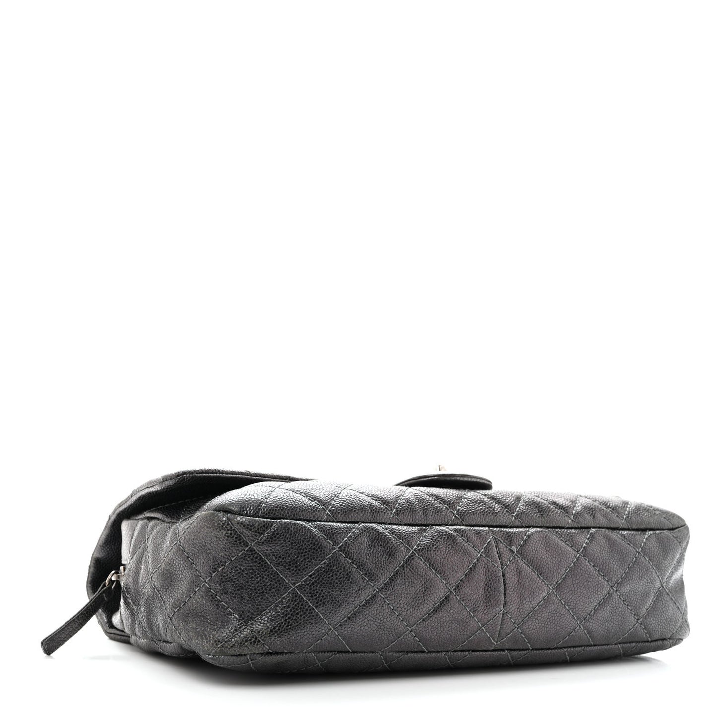 Iridescent Caviar Quilted Jumbo Easy Flap Silver