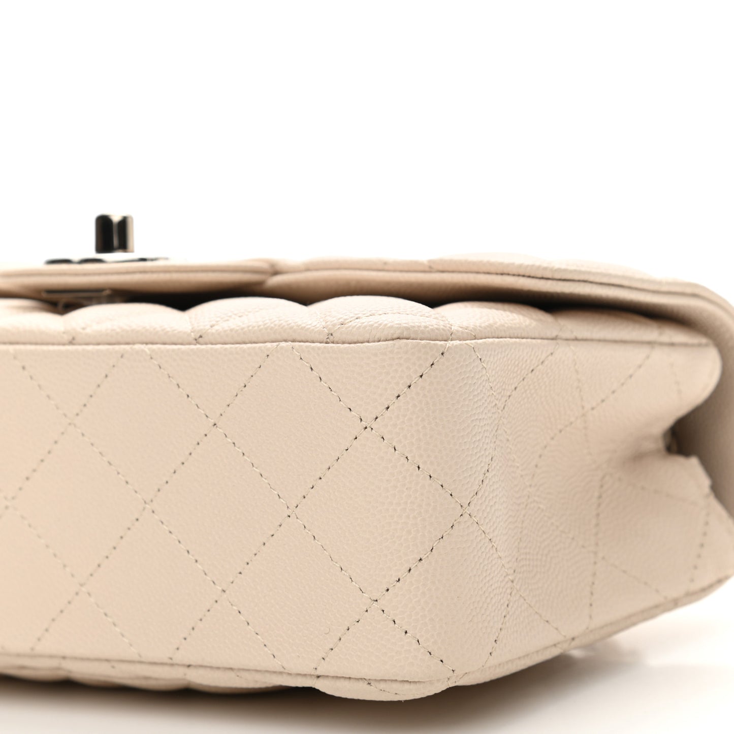Caviar Quilted Mini Rectangular Flap Light Beige