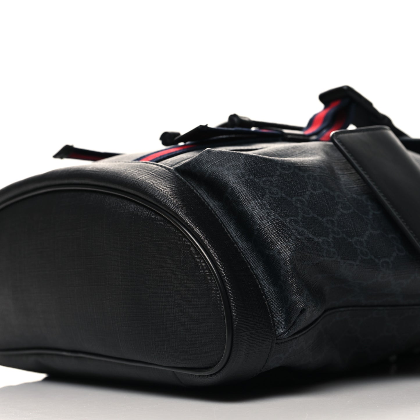 Soft GG Supreme Monogram Calfskin Web Double Buckle Backpack Black
