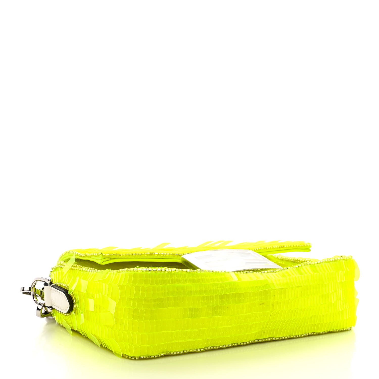 Fendi Transparent Paillettes Elaphe Mini Baguette Yellow Fluo Avorio 4 of 10