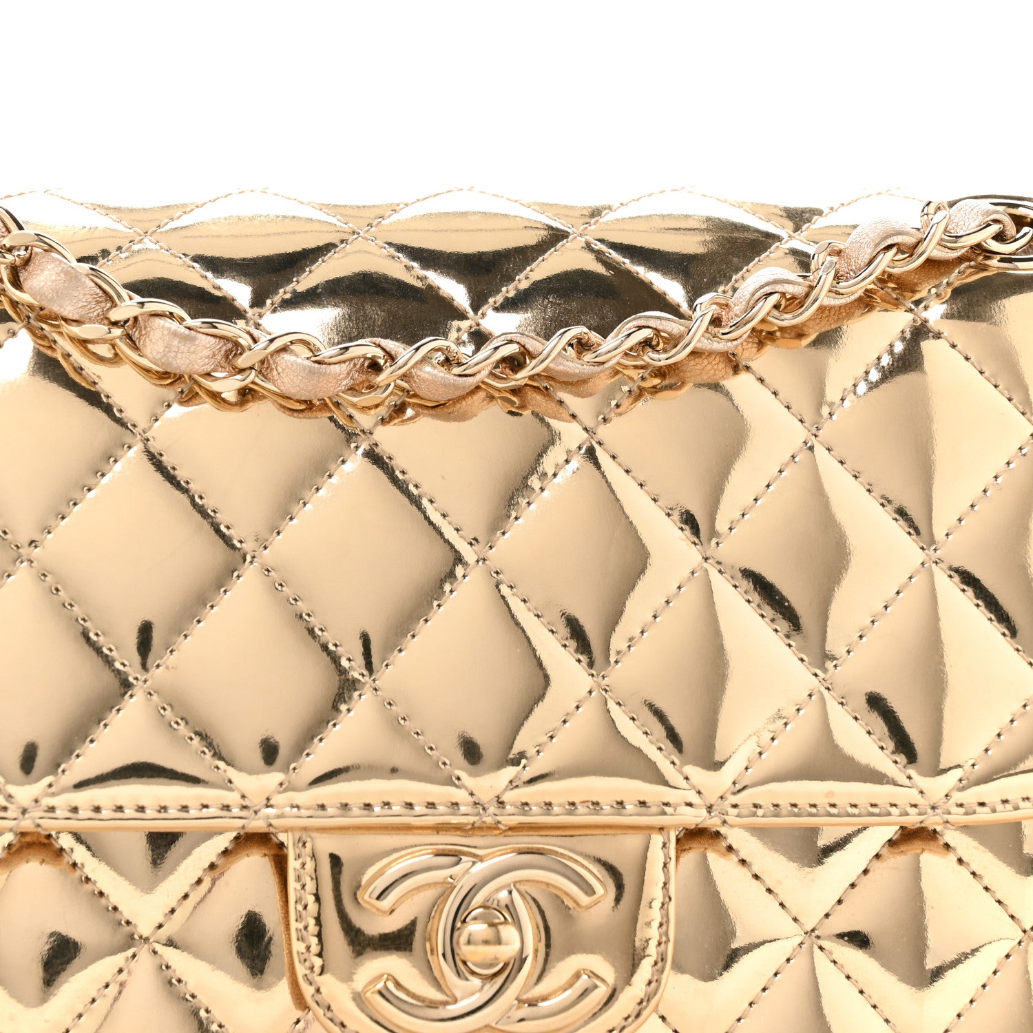 Chanel Mirror Calfskin Metallic Calfskin Medium Hollywood Boulevard Flap With Star Coin Purse Light Gold 8 of 11