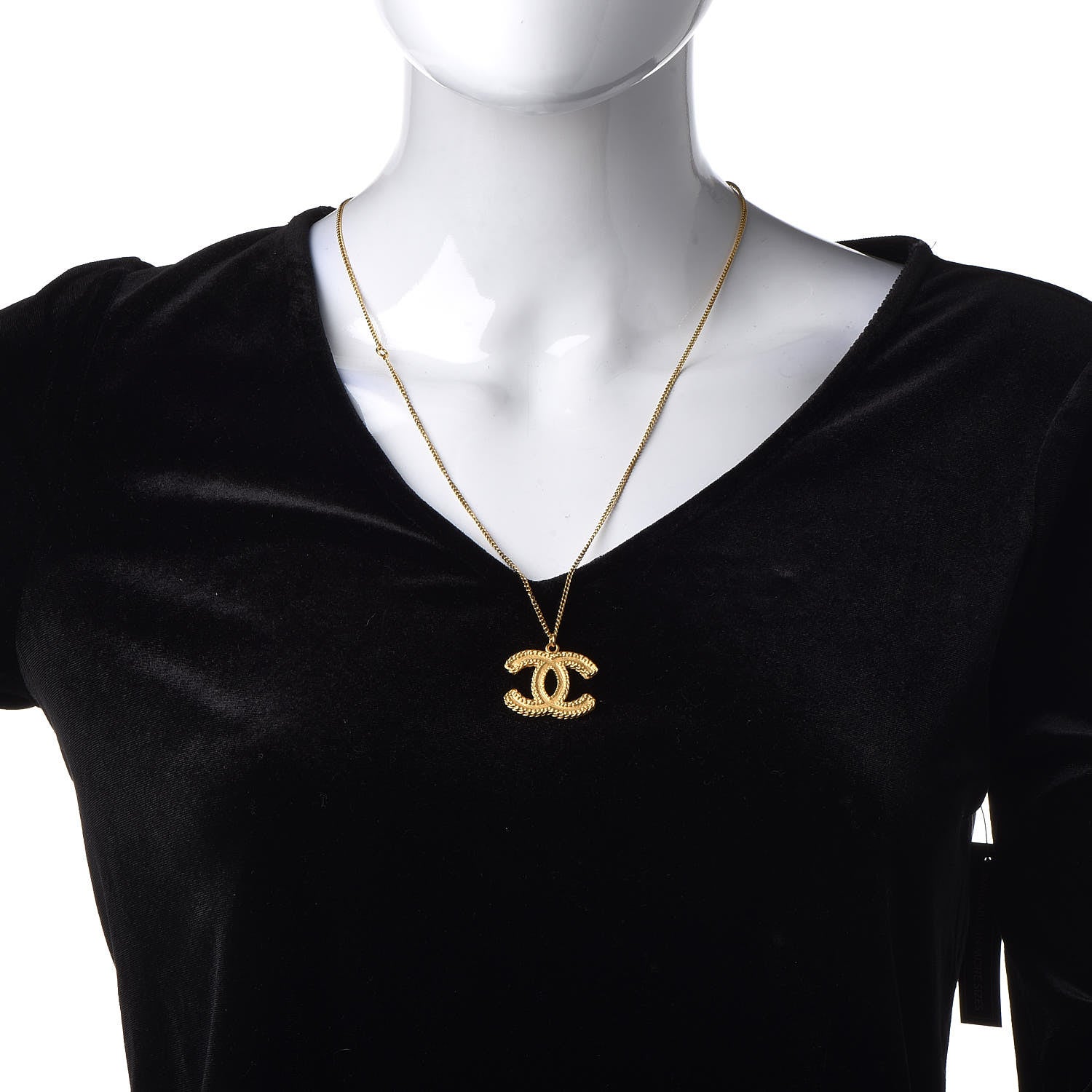 Chanel Metal CC Necklace Matte Gold 2 of 5