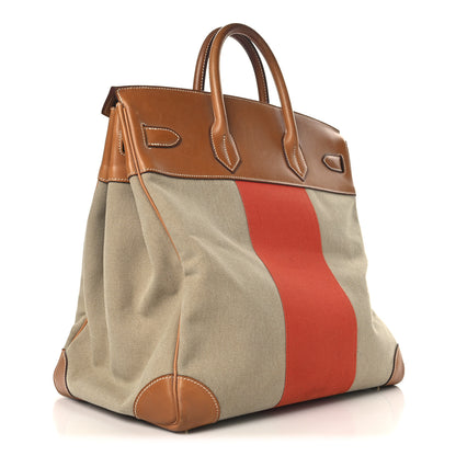 Hermes Toile Natural Barenia Flag HAC Birkin 40 Fauve Paprika 2 of 16