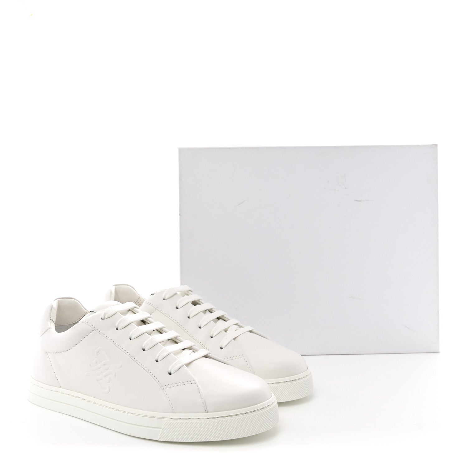 Fendi Vitello Karligraphy Embossed Womens Low Top Sneakers 36.5 White 10 of 10