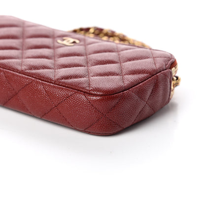 Chanel Iridescent Caviar Quilted Clutch With Chain Burgundy 6 of 11