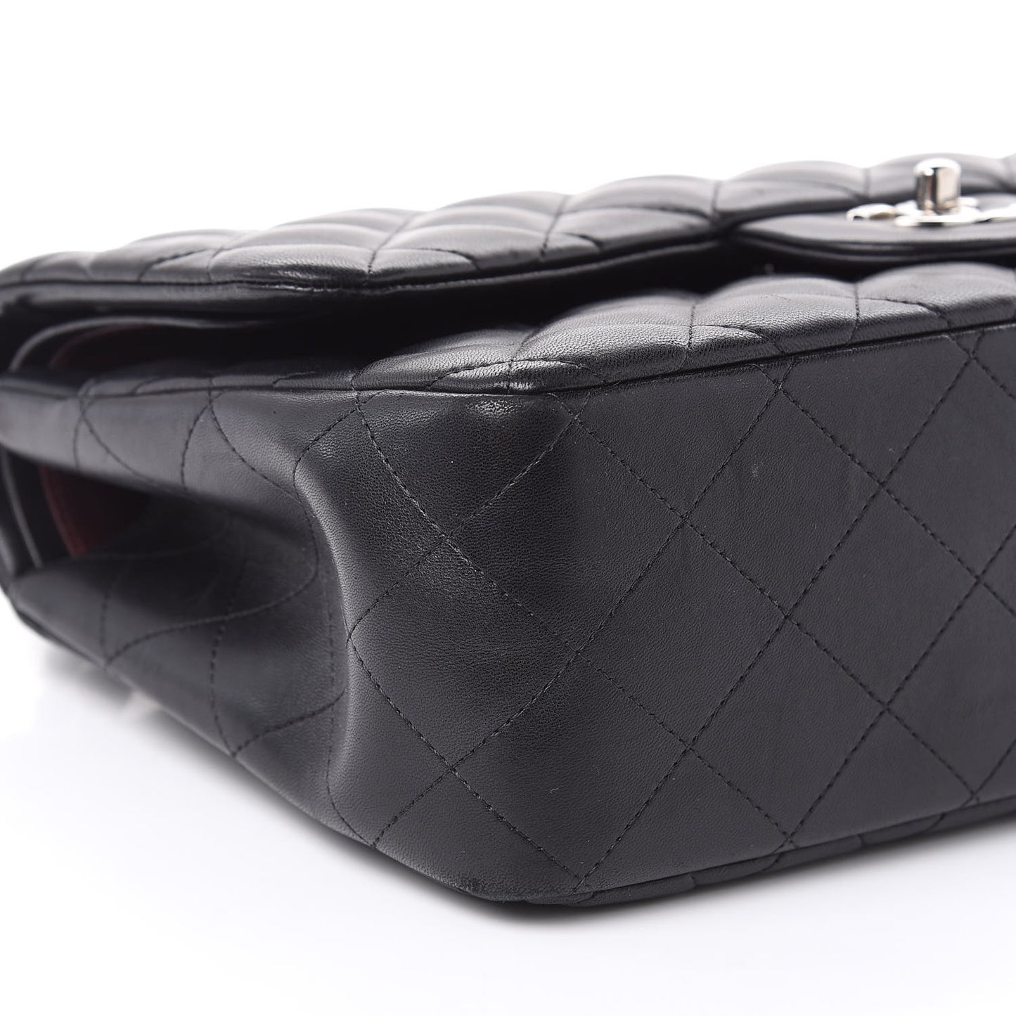 Lambskin Quilted Jumbo Double Flap Black