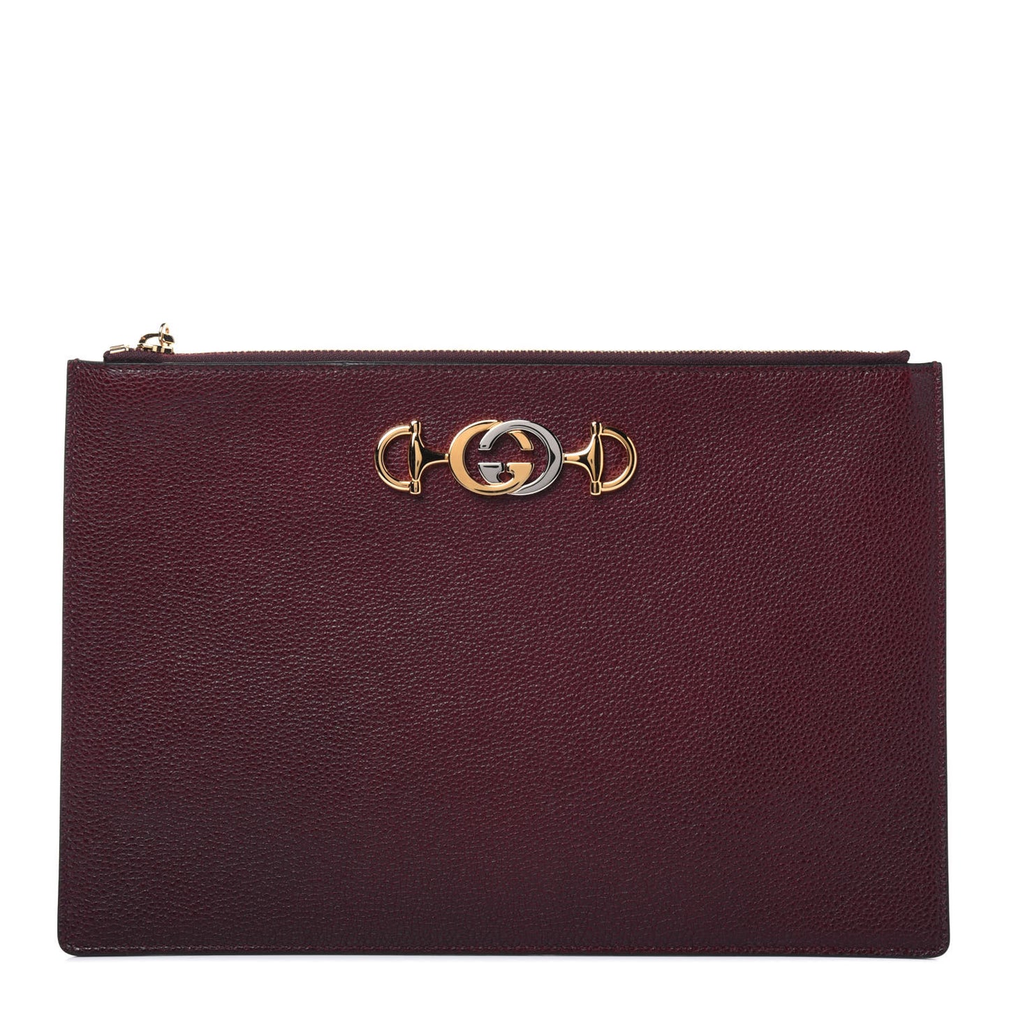 Grainy Calfskin Zumi Zip Pouch Vintage Bordeaux