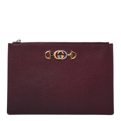 Gucci Grainy Calfskin Zumi Zip Pouch Vintage Bordeaux 1 of 14