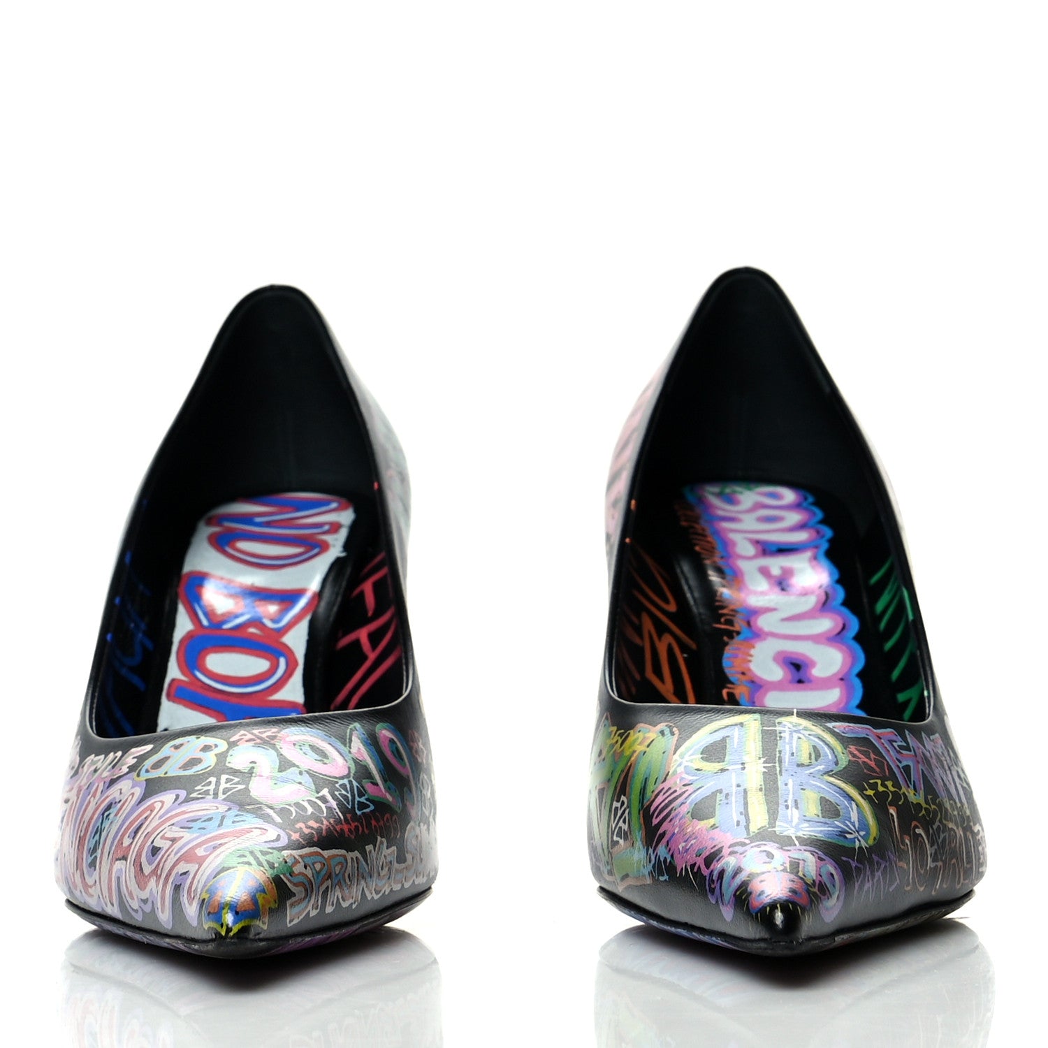 Balenciaga Chevre Classic Graffiti Knife Pointed 80mm Pumps 37.5 Black Multicolor 2 of 6