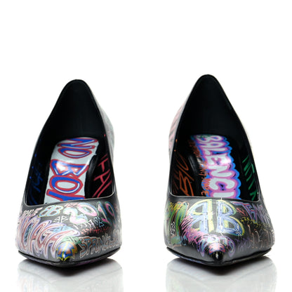 Balenciaga Chevre Classic Graffiti Knife Pointed 80mm Pumps 37.5 Black Multicolor 2 of 6