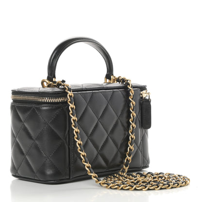 Chanel Lambskin Quilted Small Top Handle Vanity Case With Chain Black 3 of 11